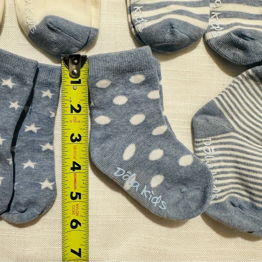 NEW 7 pairs ocute thick socks with anti/non slip for babies boys girls, blue